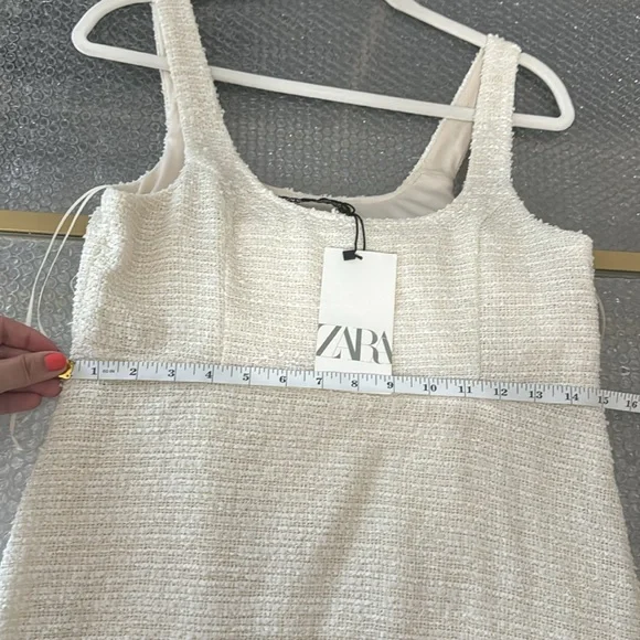 Zara Cream Mini Dress with Button Detail - Picture 7 of 9